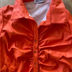 Maisie Wilen Orange Ruched Women's Top